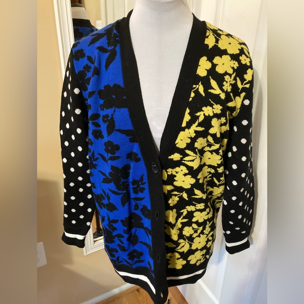 Alice and Olivia Colorful Floral and Polka Dot Grandpa Cardigan